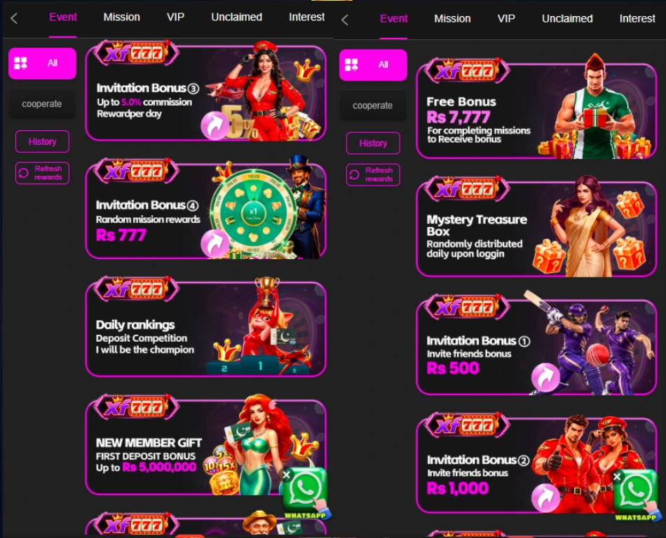 XF777 Game homepage featuring casino games, bonuses, promotions, and mobile gaming options